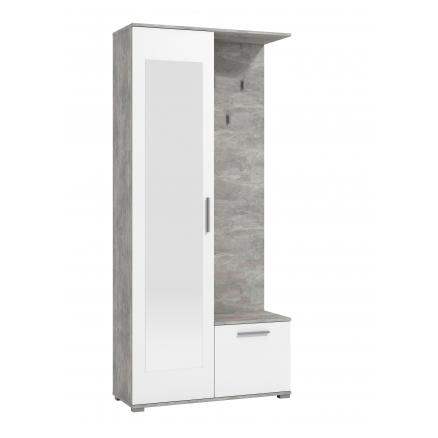 Mueble recibidor espejo en blanco y gris | Rapimueble