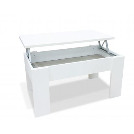 Mesa de centro, mesa de centro elevable en blanco.