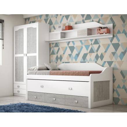 dormitorio juvenil blanco y gris pozzolana moderno