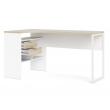 mesa escritorio color blanco roble cajones estantes